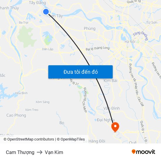 Cam Thượng to Vạn Kim map