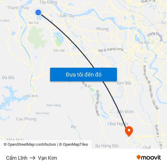 Cẩm Lĩnh to Vạn Kim map