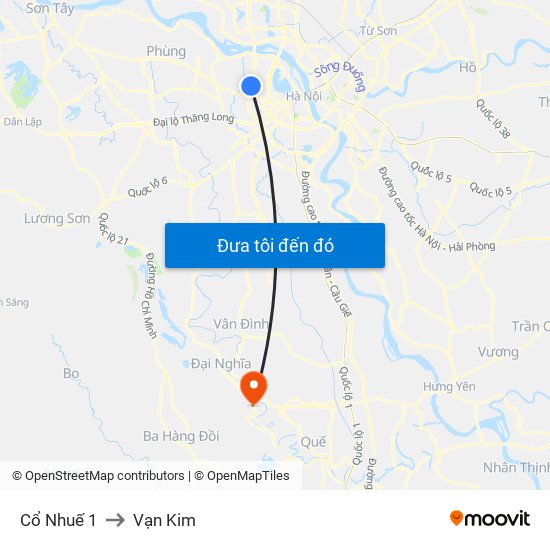 Cổ Nhuế 1 to Vạn Kim map