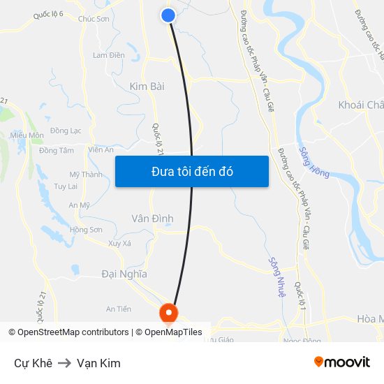 Cự Khê to Vạn Kim map