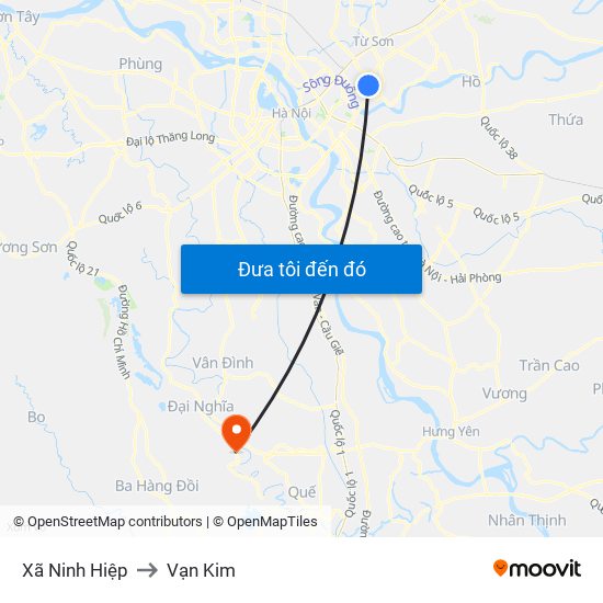 Xã Ninh Hiệp to Vạn Kim map
