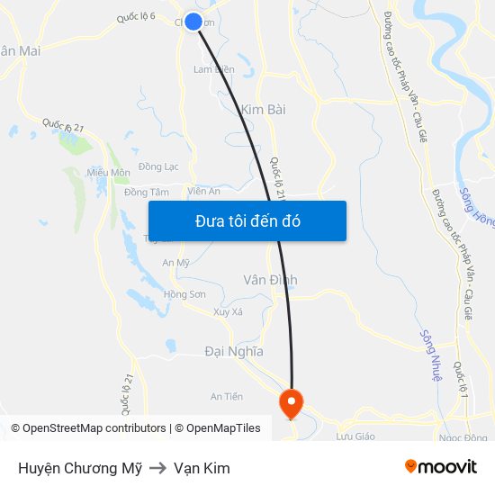 Huyện Chương Mỹ to Vạn Kim map