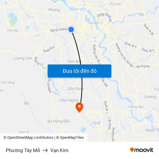 Phường Tây Mỗ to Vạn Kim map