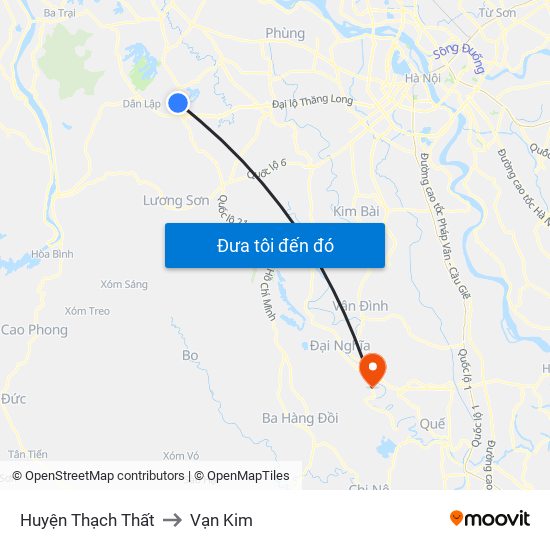 Huyện Thạch Thất to Vạn Kim map