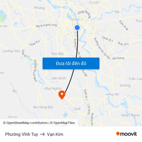 Phường Vĩnh Tuy to Vạn Kim map