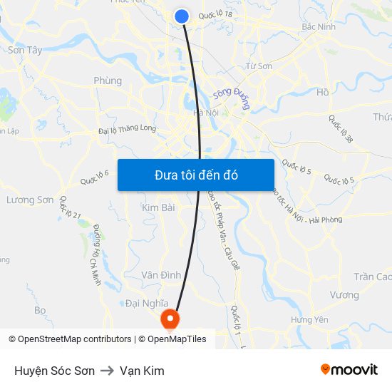 Huyện Sóc Sơn to Vạn Kim map