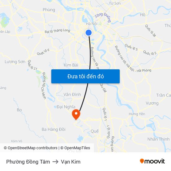 Phường Đồng Tâm to Vạn Kim map