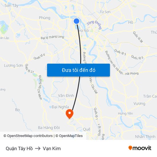 Quận Tây Hồ to Vạn Kim map