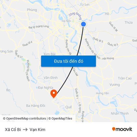 Xã Cổ Bi to Vạn Kim map