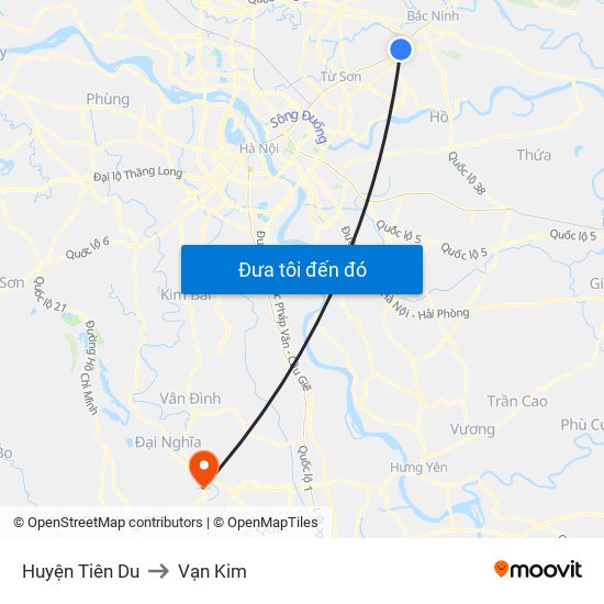 Huyện Tiên Du to Vạn Kim map