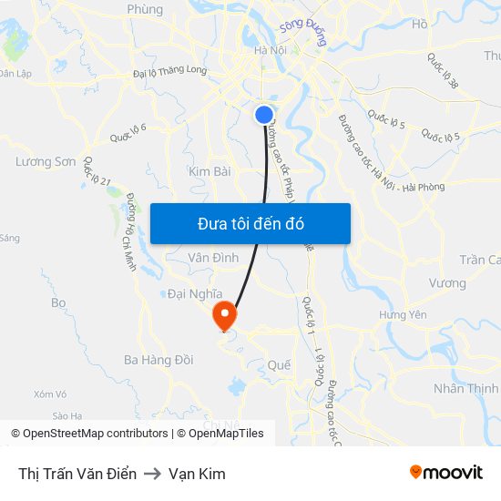 Thị Trấn Văn Điển to Vạn Kim map