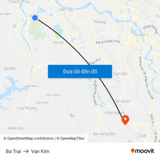 Ba Trại to Vạn Kim map