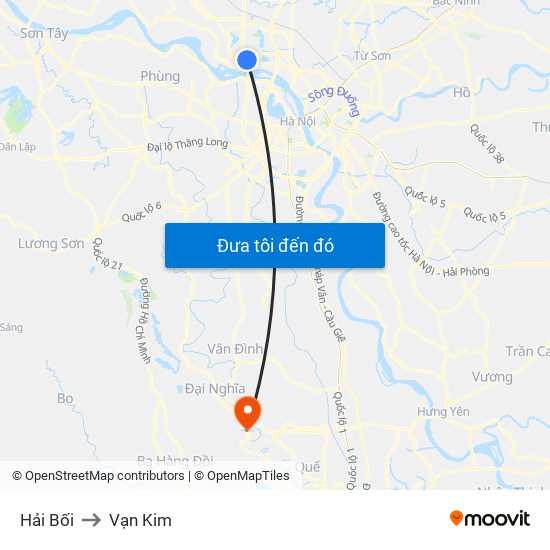 Hải Bối to Vạn Kim map