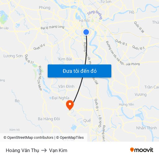 Hoàng Văn Thụ to Vạn Kim map