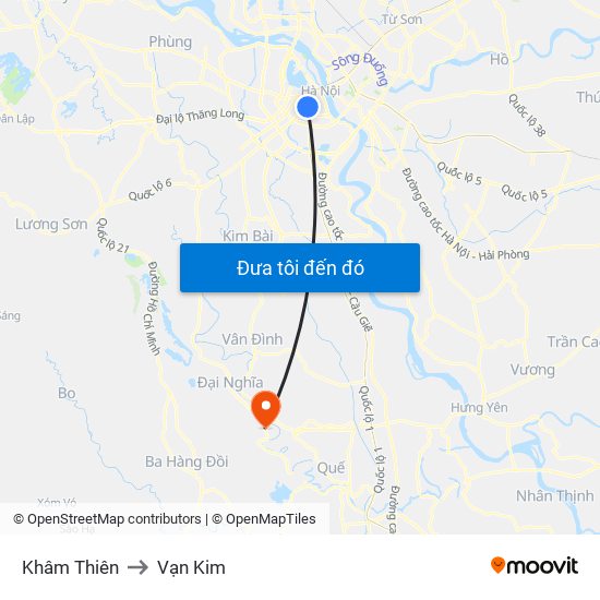 Khâm Thiên to Vạn Kim map
