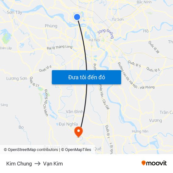 Kim Chung to Vạn Kim map
