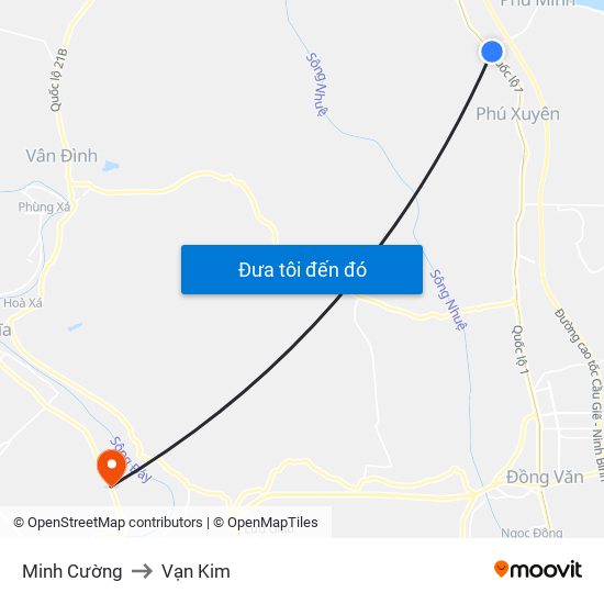 Minh Cường to Vạn Kim map