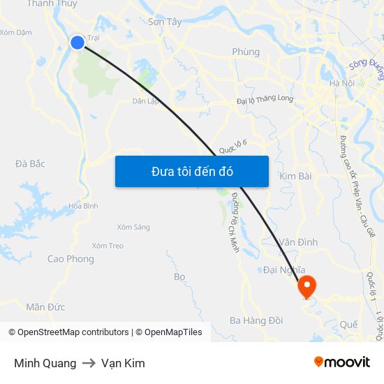 Minh Quang to Vạn Kim map