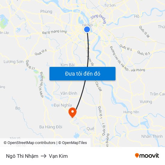 Ngô Thì Nhậm to Vạn Kim map