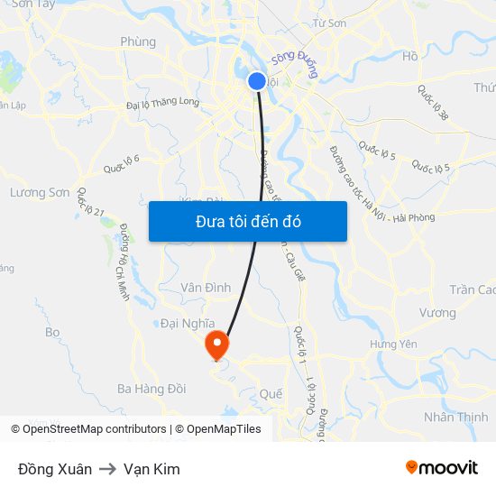 Đồng Xuân to Vạn Kim map