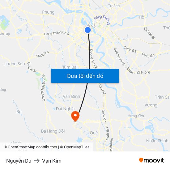 Nguyễn Du to Vạn Kim map