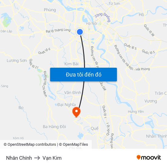 Nhân Chính to Vạn Kim map