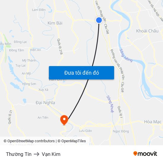 Thường Tín to Vạn Kim map