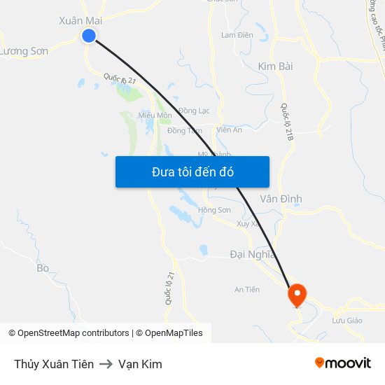 Thủy Xuân Tiên to Vạn Kim map