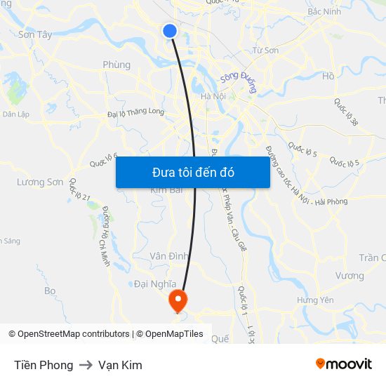 Tiền Phong to Vạn Kim map