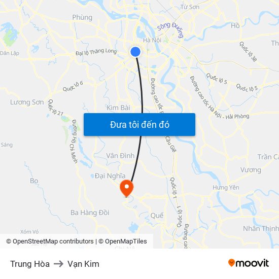Trung Hòa to Vạn Kim map