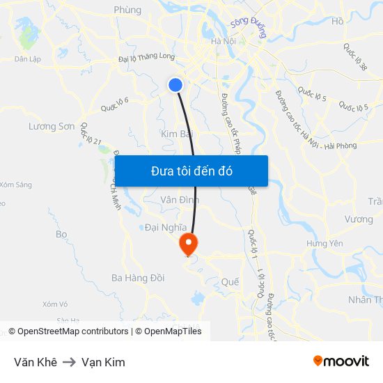 Văn Khê to Vạn Kim map