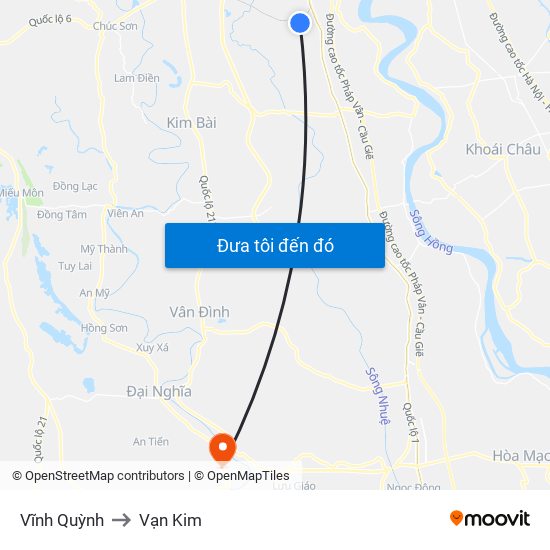 Vĩnh Quỳnh to Vạn Kim map