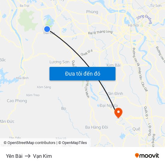 Yên Bài to Vạn Kim map