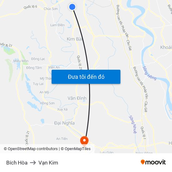 Bích Hòa to Vạn Kim map