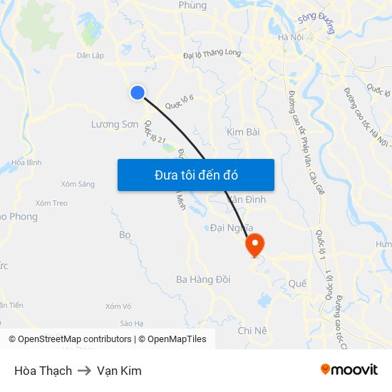 Hòa Thạch to Vạn Kim map