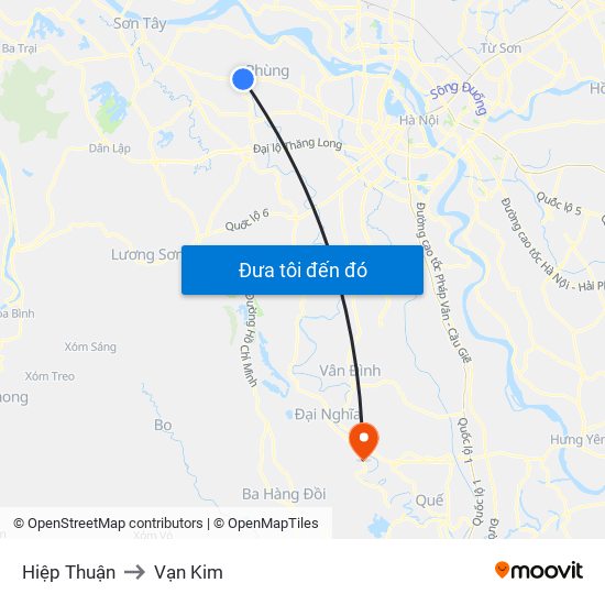 Hiệp Thuận to Vạn Kim map