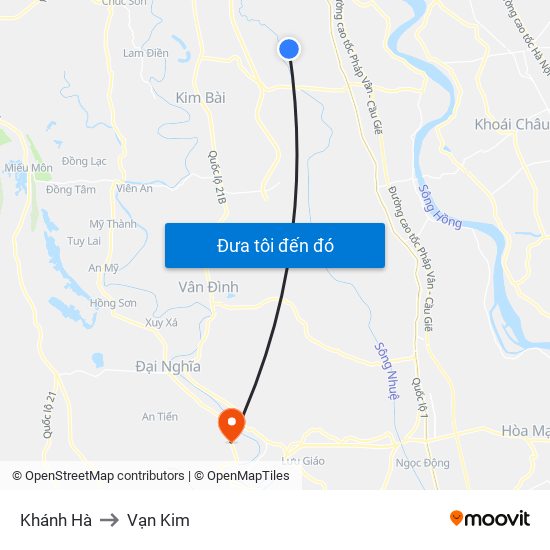 Khánh Hà to Vạn Kim map