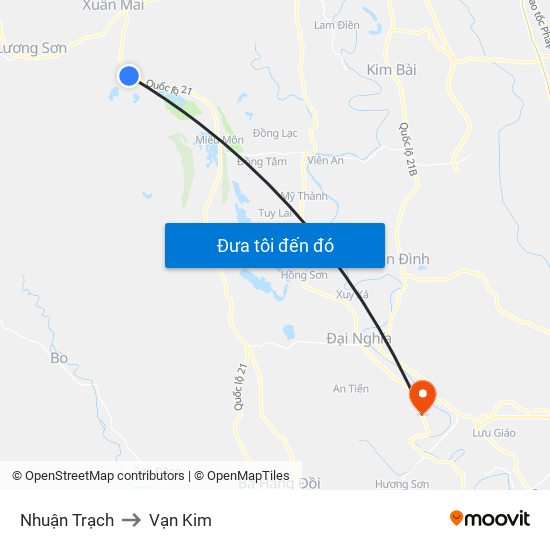 Nhuận Trạch to Vạn Kim map