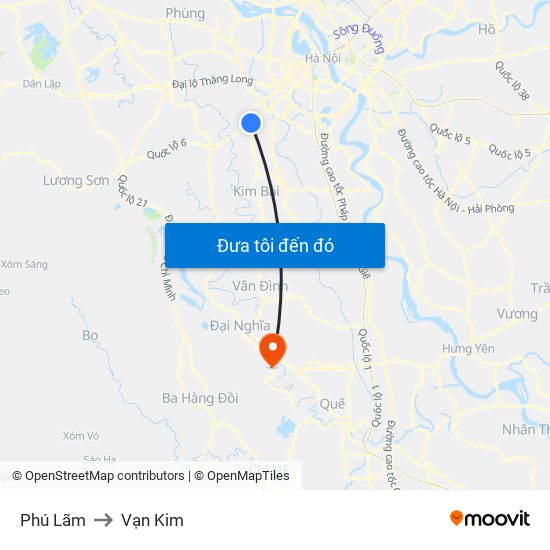Phú Lãm to Vạn Kim map