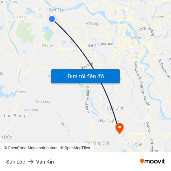 Sơn Lộc to Vạn Kim map