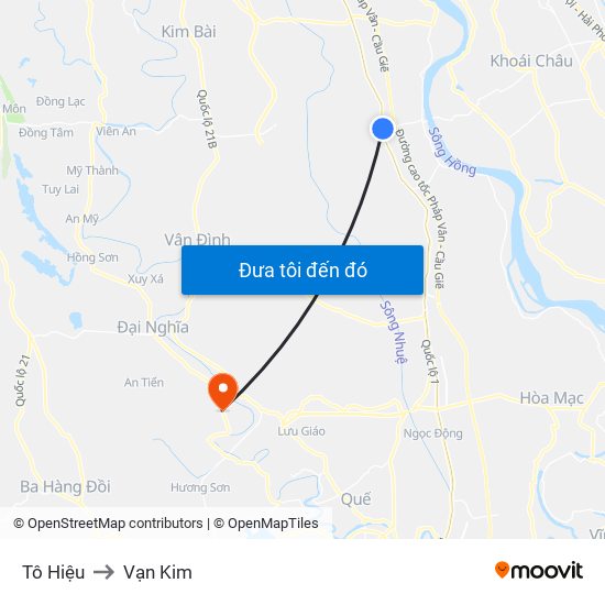 Tô Hiệu to Vạn Kim map