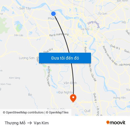 Thượng Mỗ to Vạn Kim map