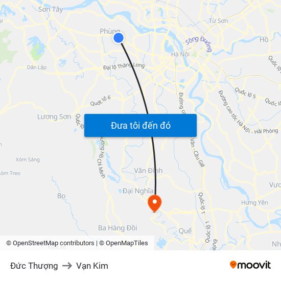 Đức Thượng to Vạn Kim map