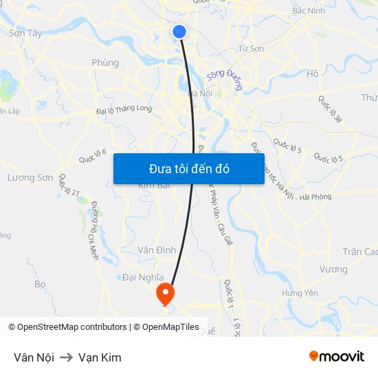 Vân Nội to Vạn Kim map