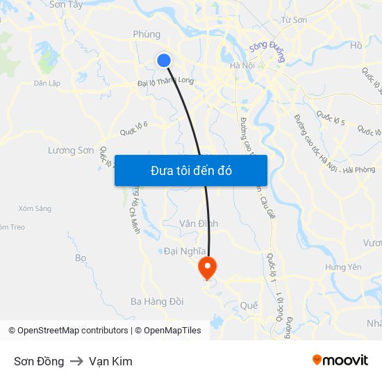 Sơn Đồng to Vạn Kim map