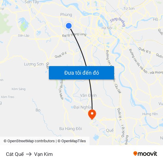 Cát Quế to Vạn Kim map