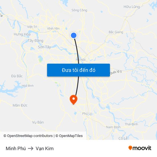 Minh Phú to Vạn Kim map