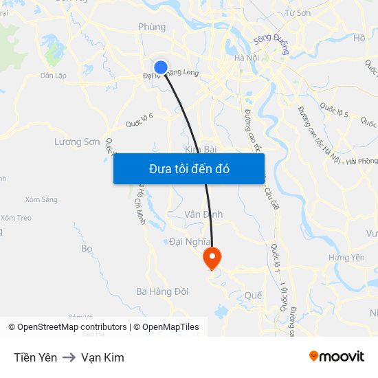 Tiền Yên to Vạn Kim map