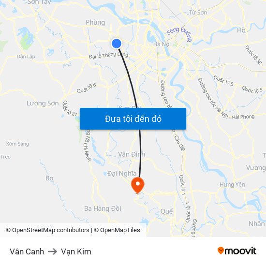 Vân Canh to Vạn Kim map