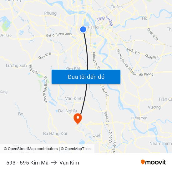 593 - 595 Kim Mã to Vạn Kim map